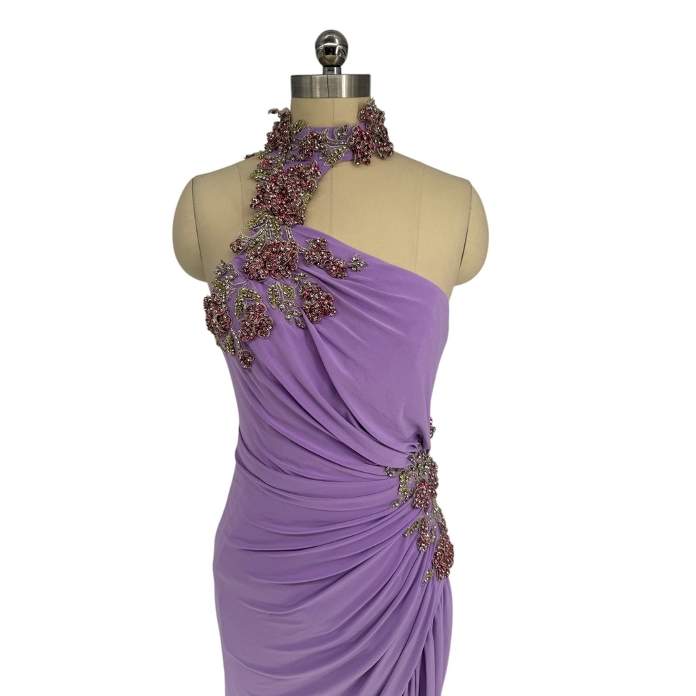 NWT Ieena‎ for Mac Duggal 2227 Lilac Lavender One-Shoulder Beaded Gown Sz 2 - Picture 5 of 12